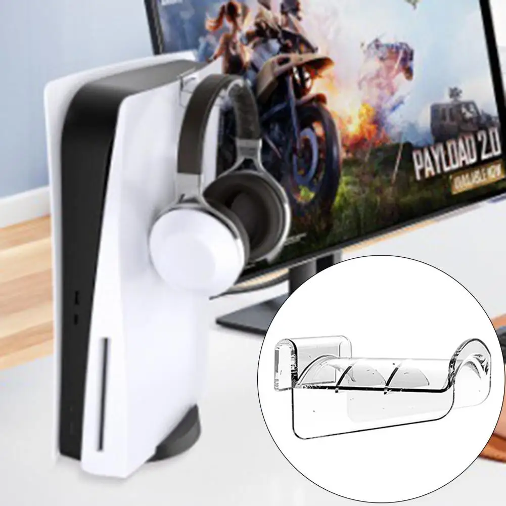 Flexible Headset Hanger Wall Mount Headphone Stand Bracket Acrylic Earphone Holder Strong Load-bearing Slim Accessory Organizer