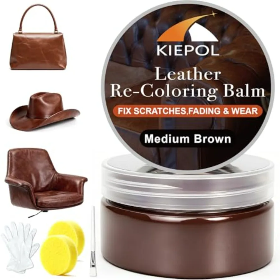 

Leather Repair Kit, Leather Recoloring Balm, Leather Dye - Restore and Renew Scratch, Faded and Aged Leather and Vinyl Couches,