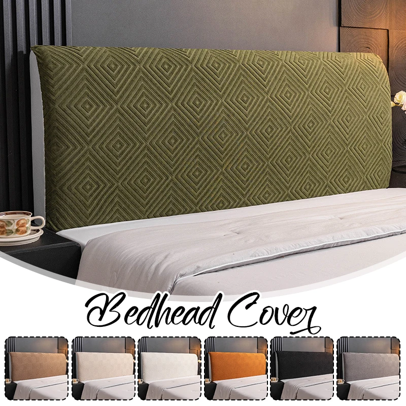 Stretch Bed Headboard Cover  Soft Velvet Bed Head Slipcovers All-inclusive Solid Color Bedside Backrest Dust Protector Coversr