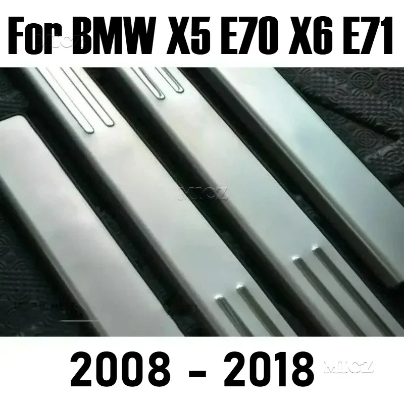 

Для BMW X5 E70 X6 E71 2008 2009 2010 2014 2015 2016 2017 2018 Стайлинг автомобиля крышка двери из нержавеющей стали наружная накладка на порог