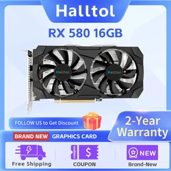 Halltol RX 580 16GB Brand New Gaming Graphics Card GDDR5 GPU 256-bit RX580 16G Desktop for Computer Video Office