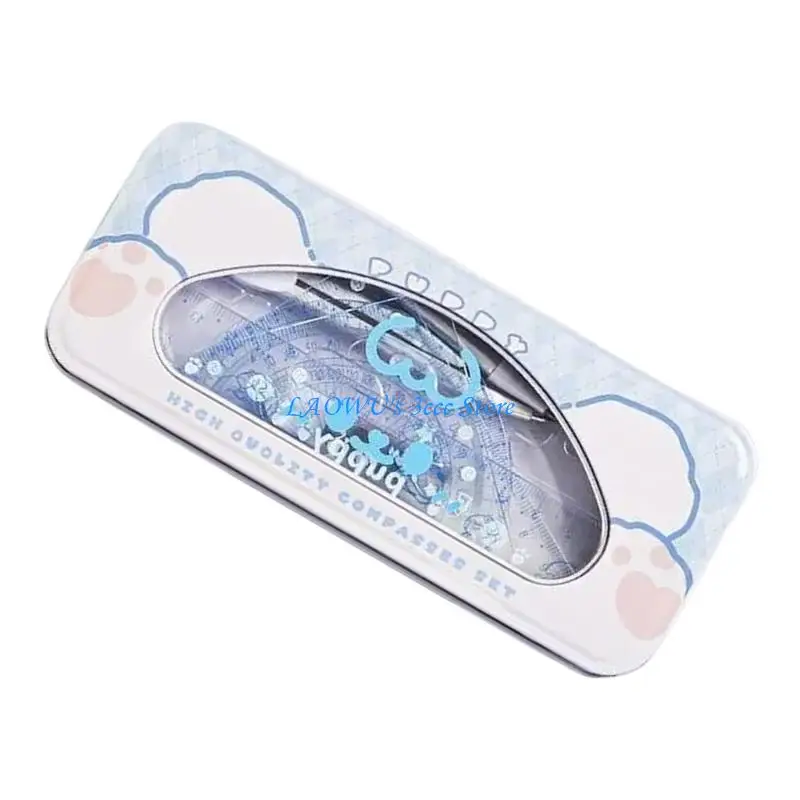 Y8AD 7 PCS Geometry Math Set Set Set Cartoon Animal Ruler Set включает в себя Eraser Rulers