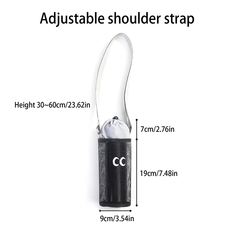 Bolsa deportiva de estilo coreano para botellas de agua, funda con correa ajustable para el hombro, bolsa de malla con cordón para botellas de agua, 1 unidad