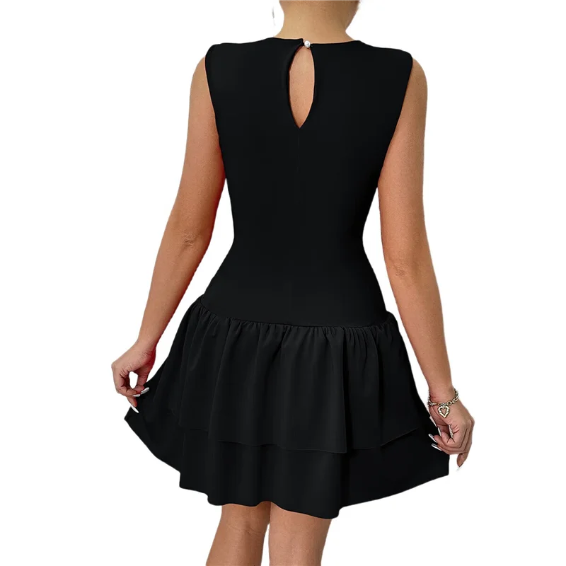 【SEE】Women's Summer Mini Dress Sleeveless Crewneck Short Tank Sundress Flowy Ruffle Tiered Cocktail Party Dresses