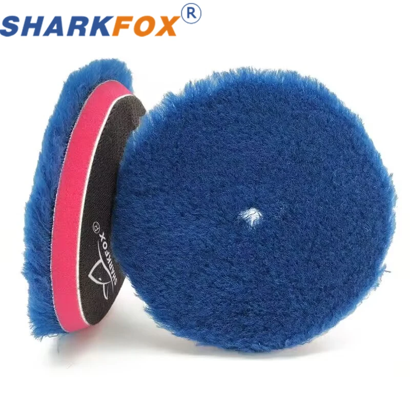 Sharkfox 5 pieces/set 5/6 Inch Natural Lamb Skin Wool Polishing Pad High Density Woollen Buffing Disc Car Polisher Waxing