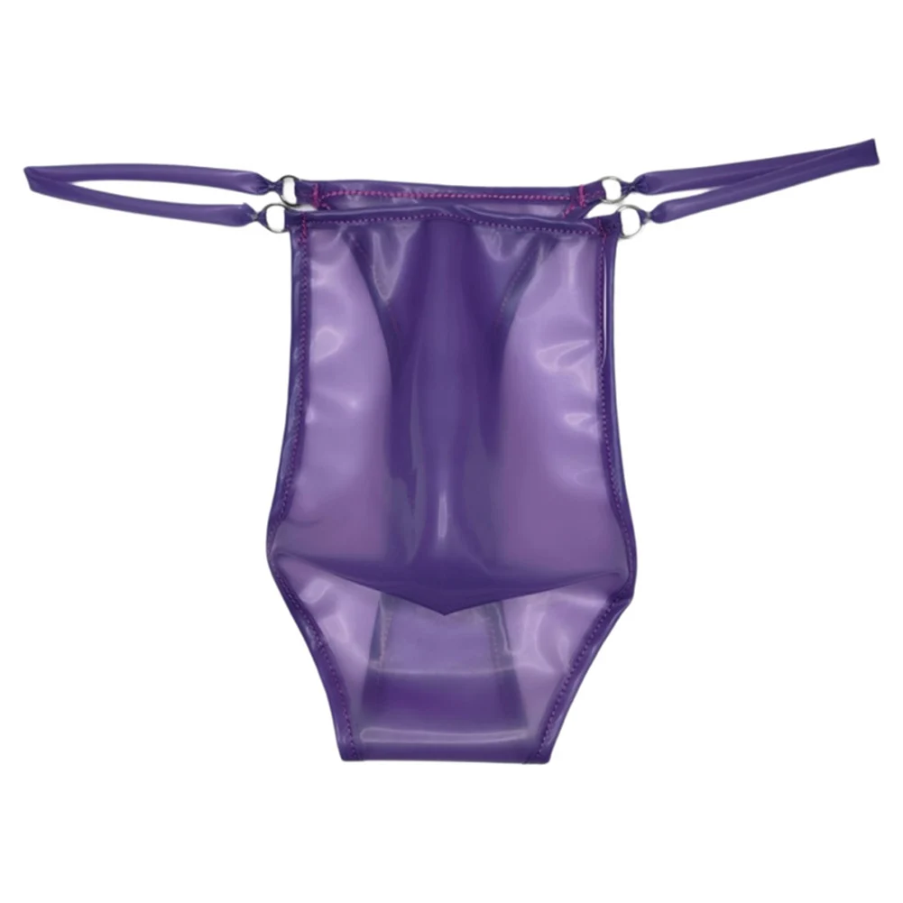 Men Sissy T-Briefs Brazilian Underwear Latex G-string Thong Sexy Tоy Mens See-Through Underpants Men Low Waist Safety Panties