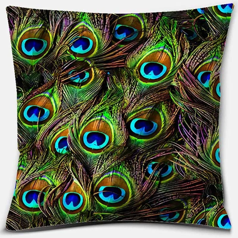 Peacock Feather Print Cushion Cover Sofa Office Decor Rainbow Cushion Cover Home Decor pillow case pillow covers decorative