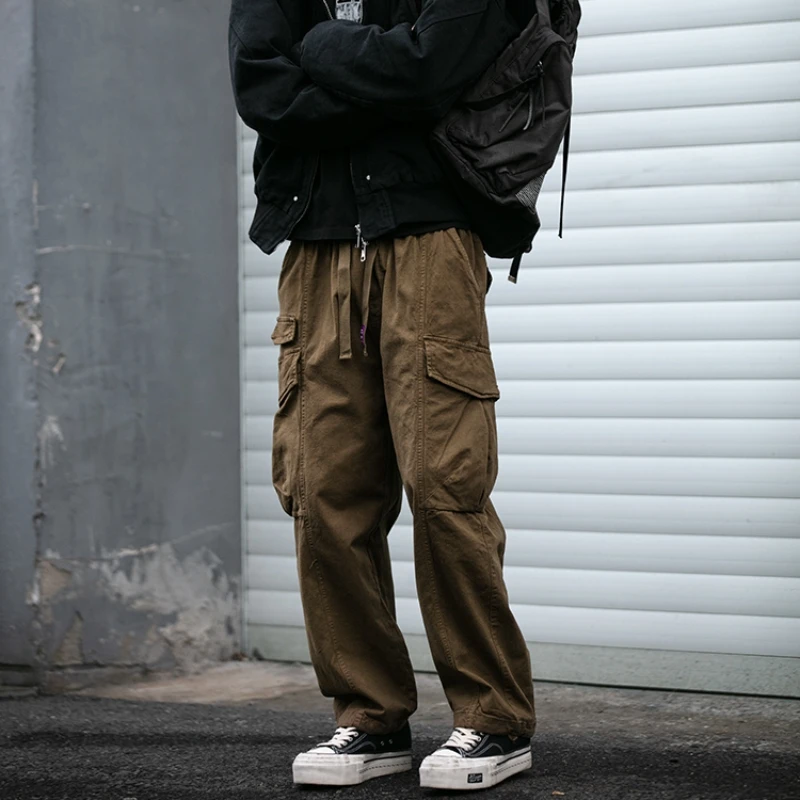 Pantaloni cargo oversize da uomo multitasche vestibilità ampia streetwear casual stile americano pantaloni a gamba dritta alla moda coreana
