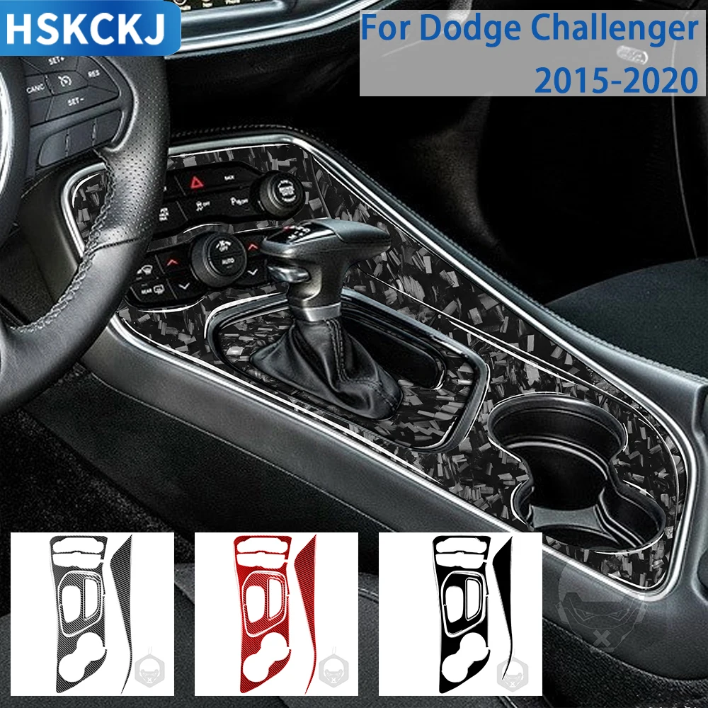 

For Dodge Challenger 2015-2020 Accessories Carbon Fiber Car Interior Gear Cup Holder Storage Panel Trim Sticker Decoration