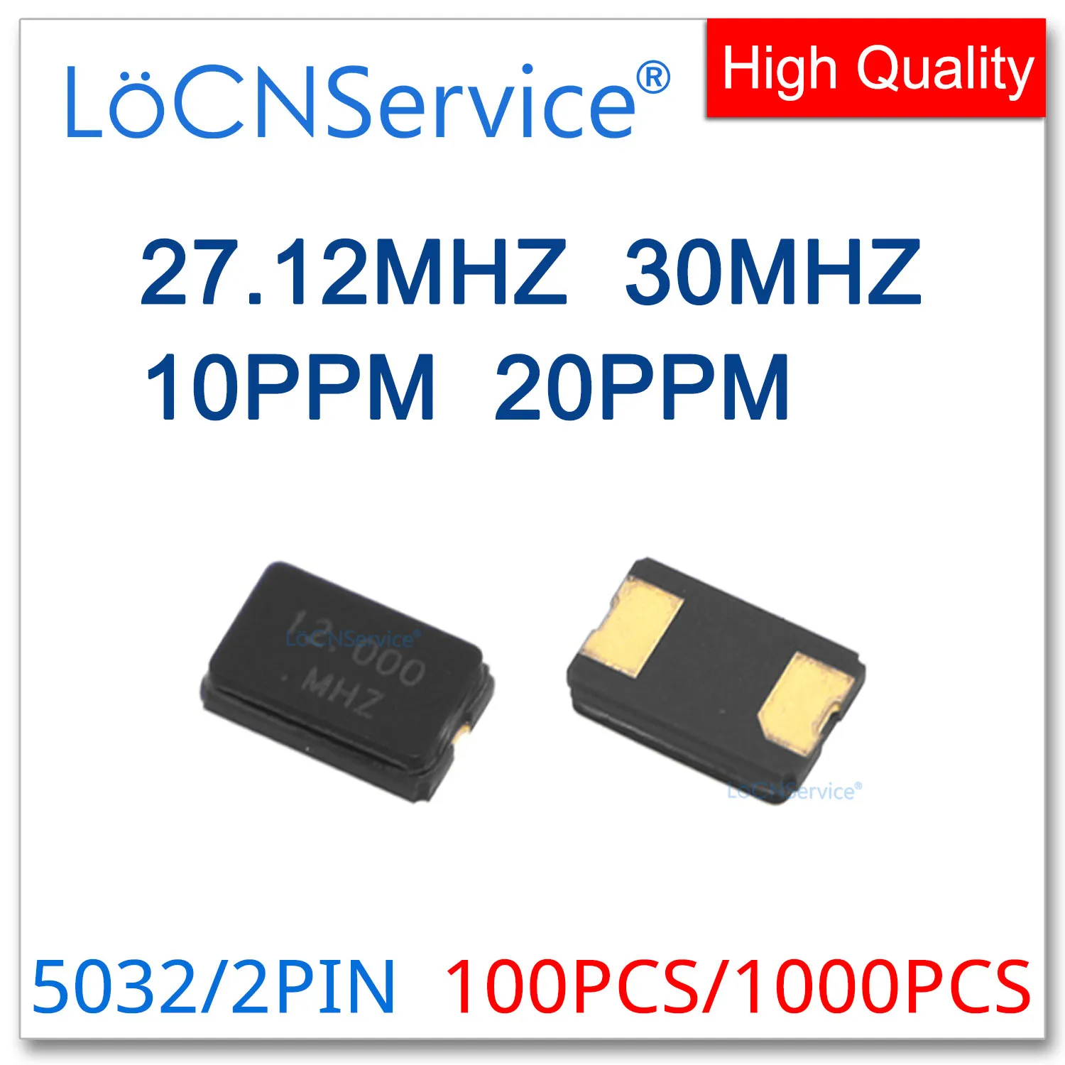 27.12Mhz 30Mhz 10PPM 20PPM 100PCS 1000PCS Ceramic SMD Passive quartz crystal oscillator 2Pin 5032 27.120mhz 30M 27.12M Resonator