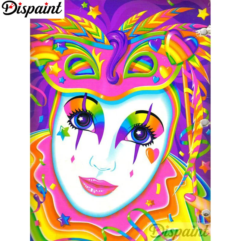 

Dispaint Full Square/Round Drill 5D DIY Diamond Painting "Colored clown" 3D Embroidery Cross Stitch Home Decor Gift A12406