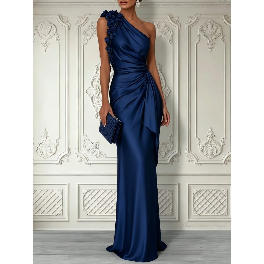 Customized 3D Flower Mother of Birde Dresses 2026 One Shoulder Women‘s Wedding Party Attire Gowns Elegant Evening Dress