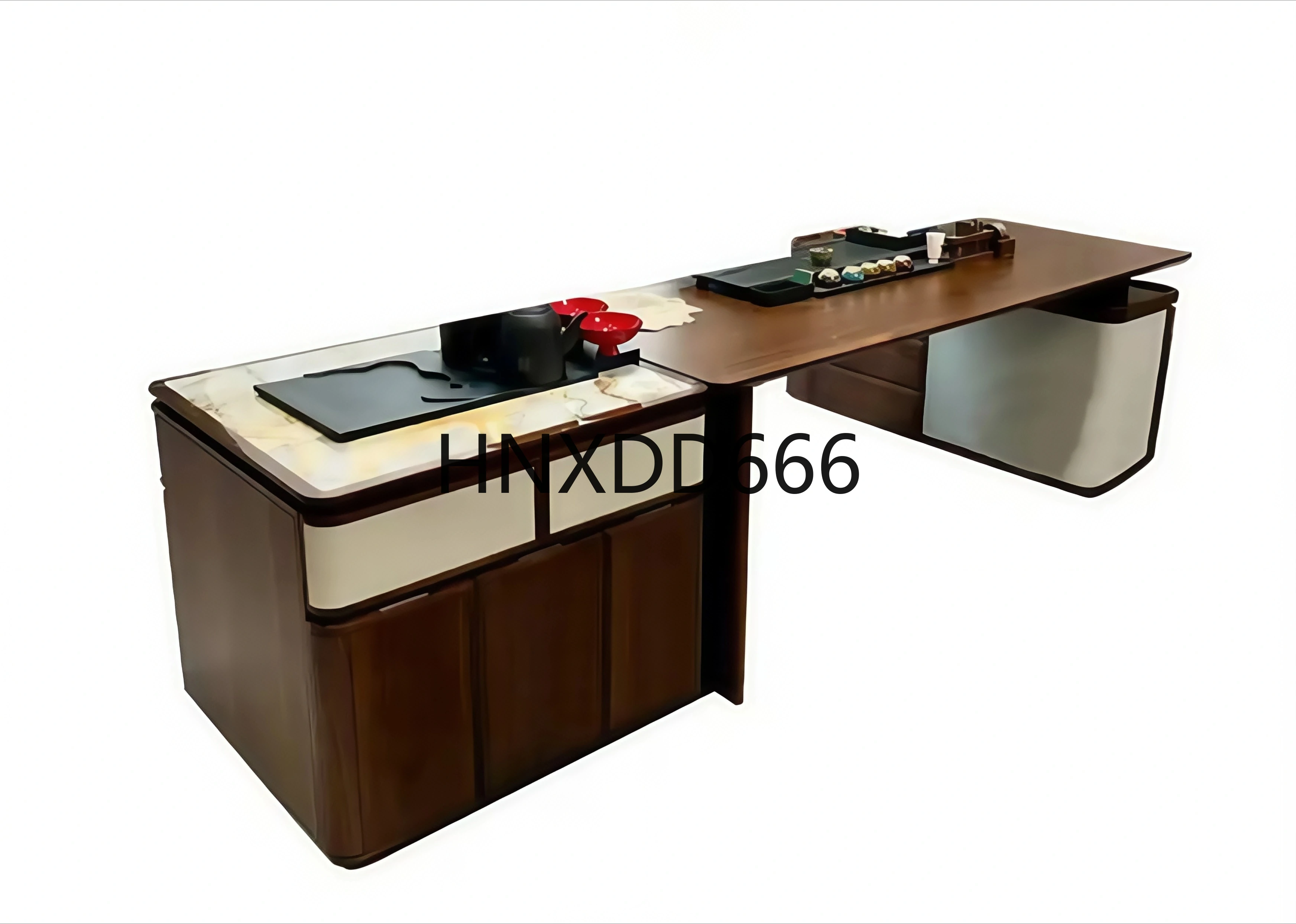 

New Chinese rock slab island solid wood high-end tea table
