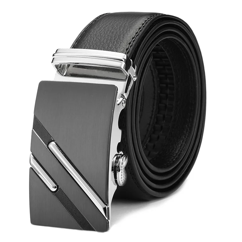 High-quality men's brand Leather belt ,Business Mens Belts Fashion Solid Color plus long Metal Buckle Men