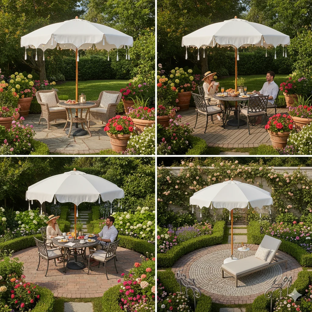 Outdoor Patio Shade Canopy Decorative Garden Sun Umbrella with Stylish Features for Sun Protection