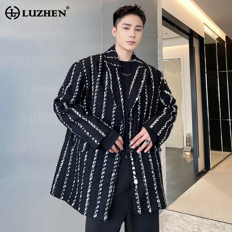 LUZHEN 2025 Spring Trendy Embroidery Striped Design Blazers Personality Trendy Men's Fashion Suit Jackets Korean Clothes LZ2525