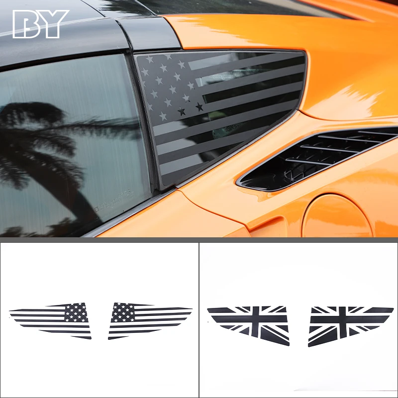 1Pair PVC Black Car Rear Side Window Decoration Sticker For Chevrolet Corvette C7 2014-2019 Decals Auto Parts Car Assessoires