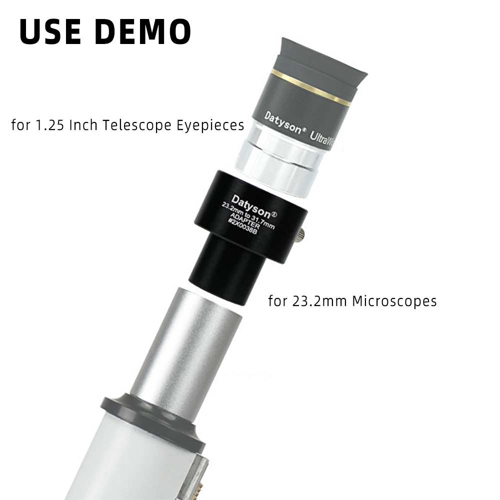 Datyson 23.2mm to 31.7mm T Mount Adapter - Make Your 1.25 Inch Telescope Eyepieces Use On Biological Microscope