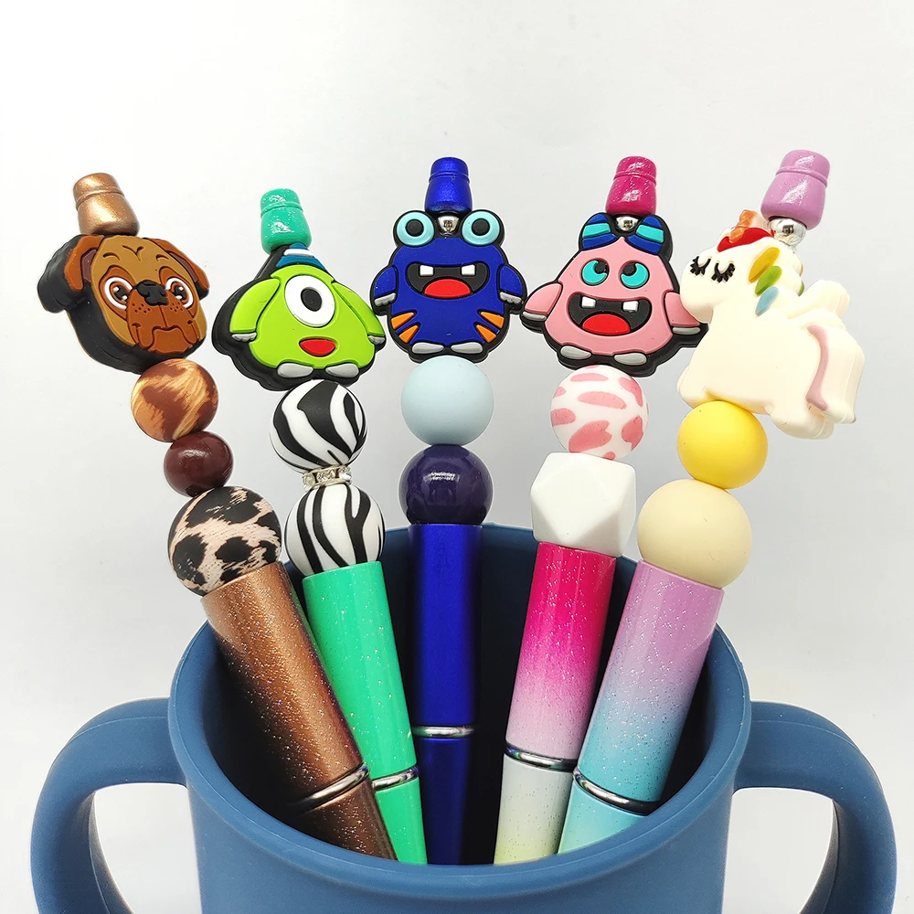 10pcs Food Grade Cartoon Silicone Horse Focal Bead For Pens Jewelry Making