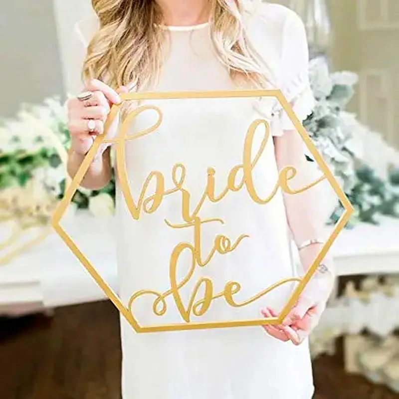

Bride to Be Wedding Sign, Hexagon Bridal Shower Bachelorette Modern Boho Photo Prop Sign for Wedding Decor