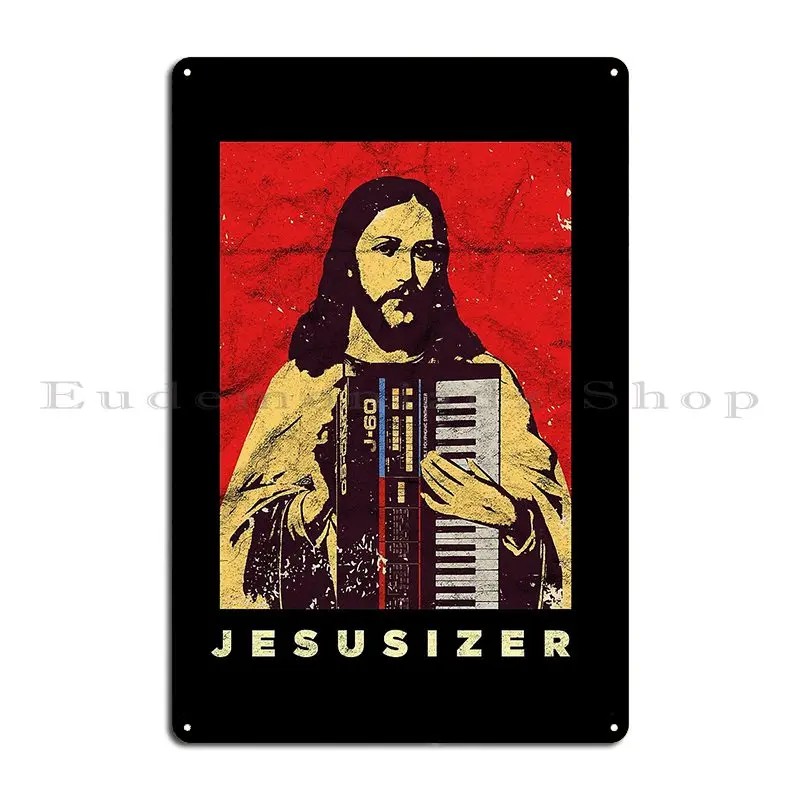 Vintage Jesus Synthesizer Holy Synth Nerd God Studio Design Metal Sign Cinema Wall Decor Designing Plaques Tin Sign Poster