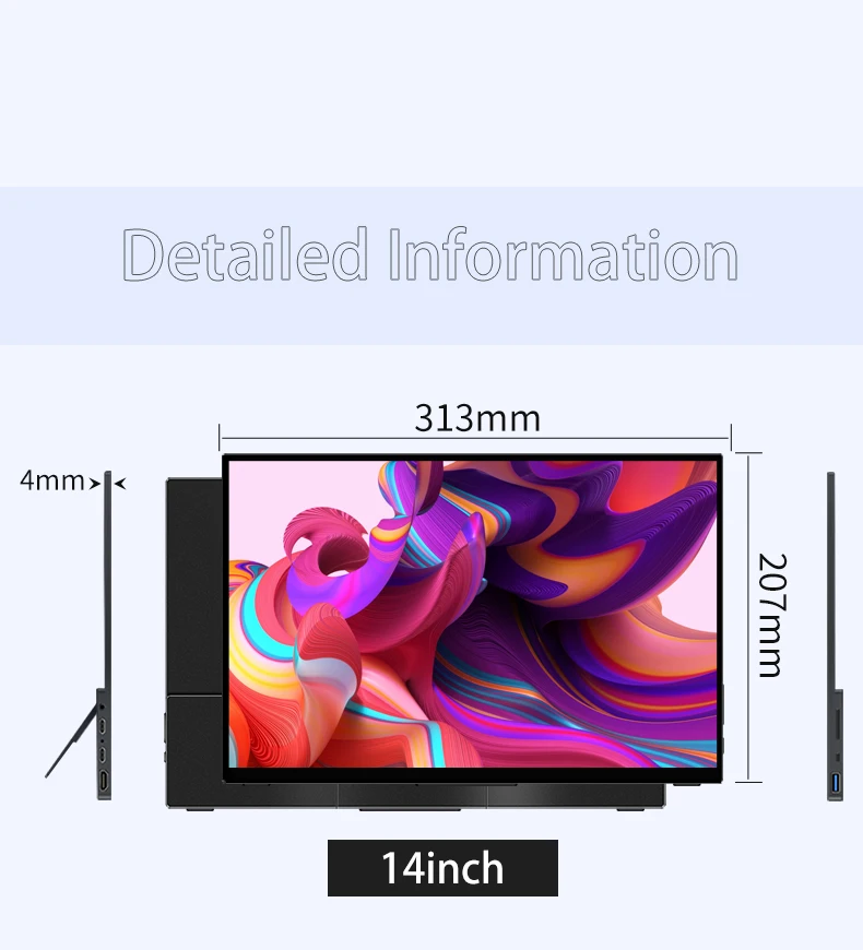 14 Zoll 2K tragbarer Monitor 2240*1400 16:10 100 % DCI-P3 HDR 500Cd/m2 Display-Spielbildschirm für Laptop Mac Phone Xbox PS4/5 Switch – Detail 2