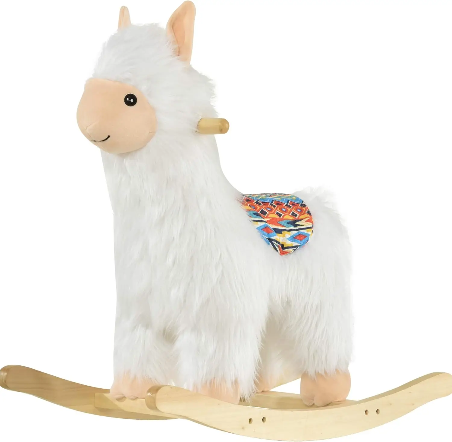 Kids Ride-On Rocking Horse Toy Llama Style Rocker Soft Plush Fabric for Children 3+ Years