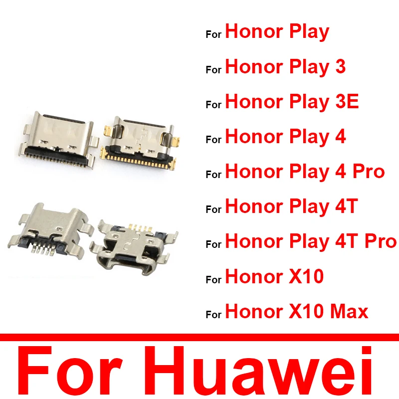

Разъем для зарядки Micro USB, док-станция для Huawei Honor Play 3 4 4T X10 Play3e 4 4T Pro X10MAX Type C, разъем для зарядного устройства USB-порта, детали