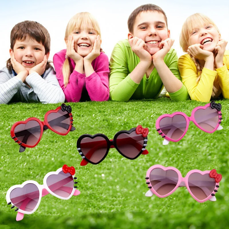 

Hello Kitty Sunglasses Children's Peach glasses Cute Baby Heart Shaped Glasses for Boys and Girls UV Resistant Sunglasses