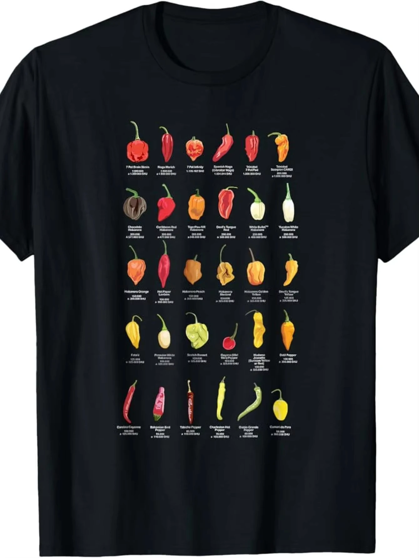 Men T-Shirt Vibrant Chili Pepper Heat Level Graphic Short Sleeve Round Neck Durable Fabric for Hot Spicy Enthusiasts