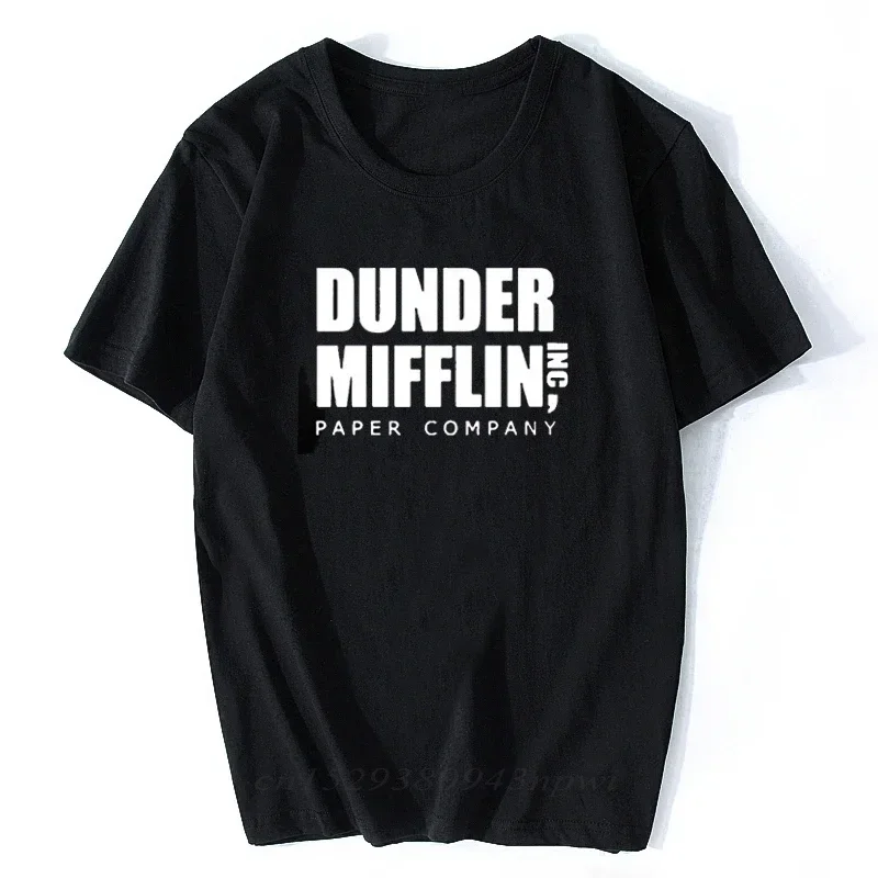 2024 Men Short Sleeve The Office TV Show Dunder Mifflin Paper T-Shirt Crew Neck Tee Shirts for Men Streetwear