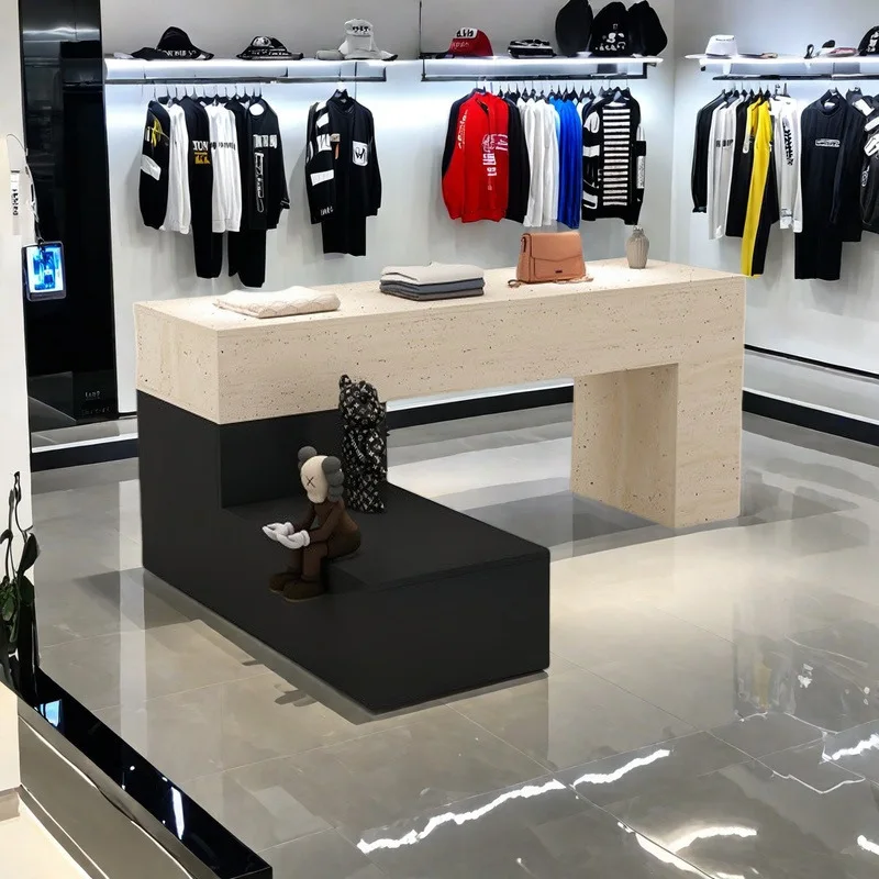 

Simple modern table display stand clothing store women's clothing display store with flowing water display cabinet in the middle