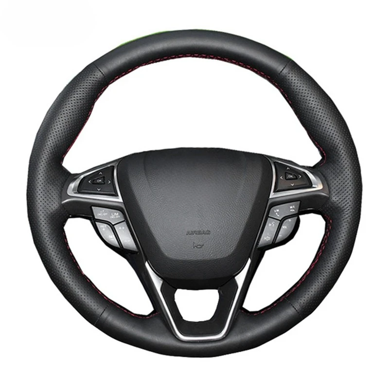 DIY Steering Wheel Cover Black Artificial Leather Car Steering Wheel Cover For Ford Fusion Mondeo 2013 2014 EDGE 2015 2016