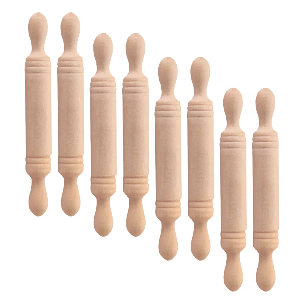 

8 Pcs Shiwan Rolling Stick Mini Sticks House Adornment Wooden Adornments Decor Photo Props Toys Tiny Kid's Kitchen Tool