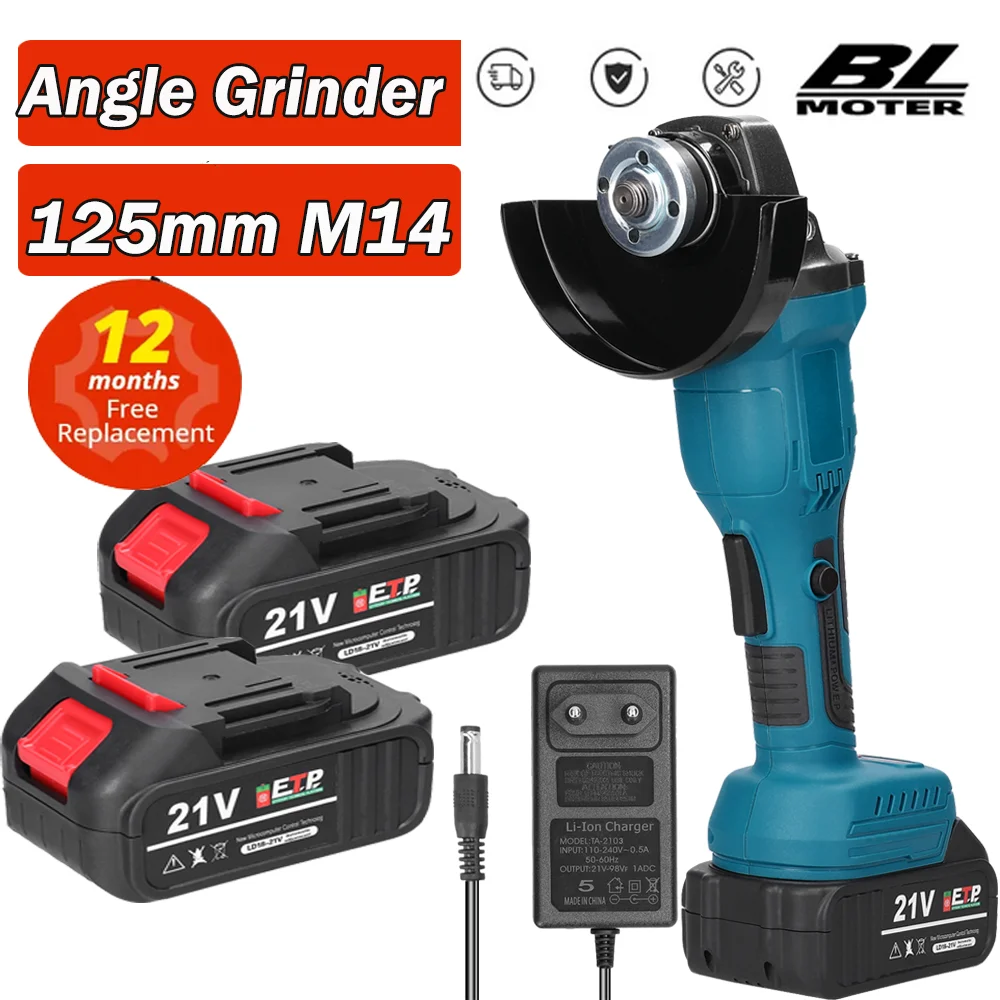 M14 Brushless Angle Grinder 19500RPM 20V Lithium-Ion Battery Machine Cutting Cordless Electric Angle Grinder Power Tools