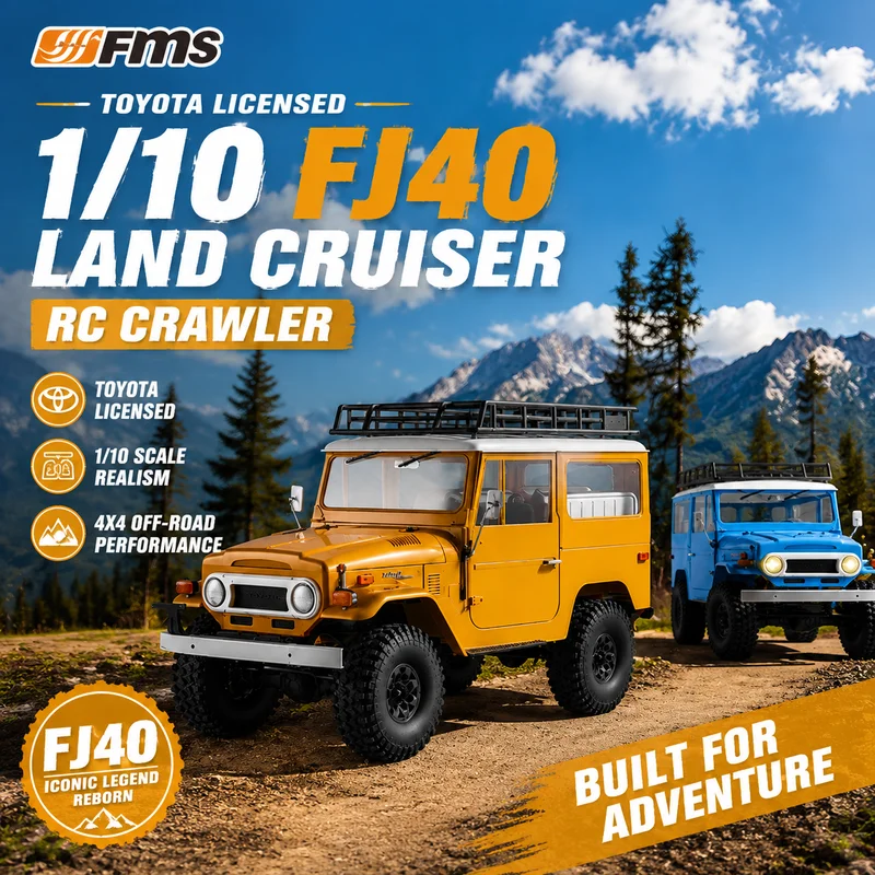 Fms Licensed 1/10 Toyota Fj40 Land Cruiser 4wd Rc Crawler Simulation Off‑Road Dual‑Speed Remote Control Hobby Model Vehicle