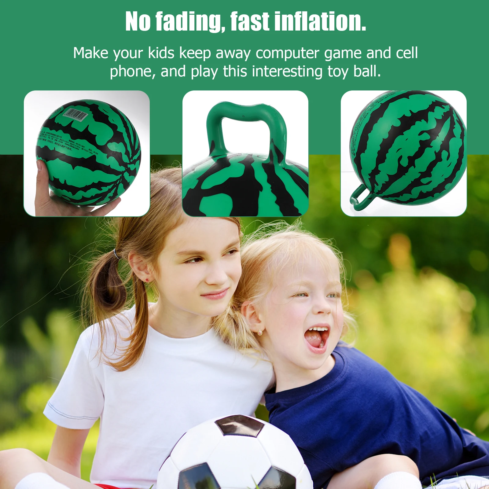

3Pcs Inflatable Watermelon Shape Ball Lightweight Safe Durable Easy Storage Fun Parentchild Relationship Gift for Children