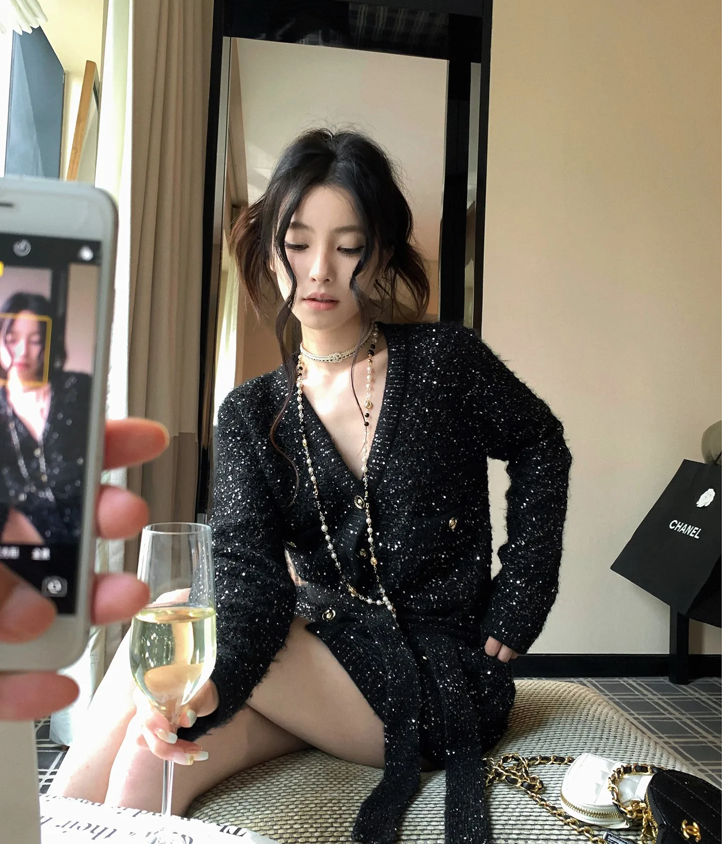 

Tweed Jacket Brown Womens Spring Decorative Contrast Patchwork Splice Multi-Functional Useful Waist-Cinching Elegant Lady Office