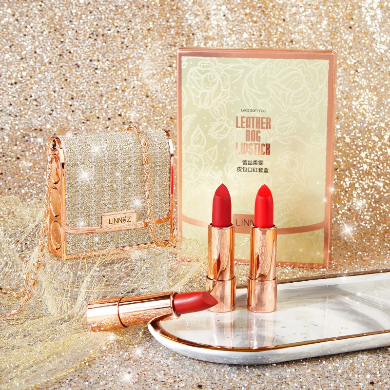 3 قطعة حقيبة ظهر مخملية غير لامعة مجموعة أحمر الشفاه-عصا الشفاه هدية مجموعة صناديق كوب غير لاصق طويل الأمد قابل للسحب بلسم الشفاه الأحمر ماكياج الشفاه #3