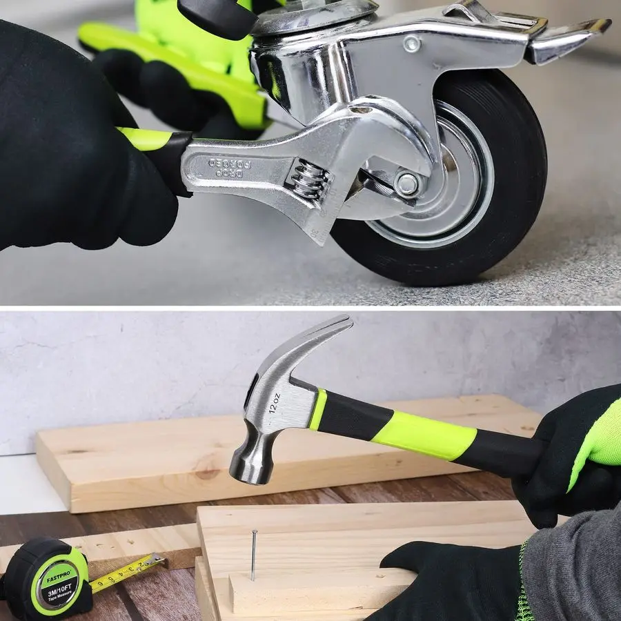 

FASTPRO 220Piece Home Tool Set, Household Repairing Tool Kit, with 12Inch Wide Mouth Open Storage Tool Bag, Green