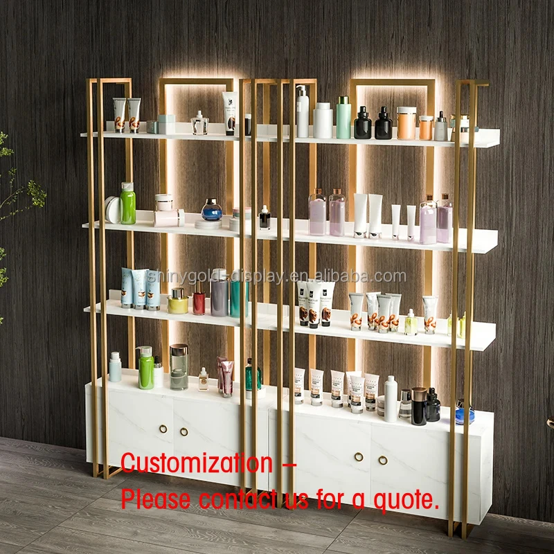 custom.Custom Size Makeup Display LED Perfume Oil Display Wood Stand Display Shelves Cosmetic Counter