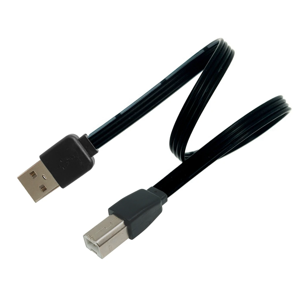 USB 2.0 حتى أسفل زاوية 90 درجة ذكر إلى USB2.0 نوع B ذكر سوبر شقة مرنة تمديد usb2.0 B ذكر كابل محول 0.1-1 متر