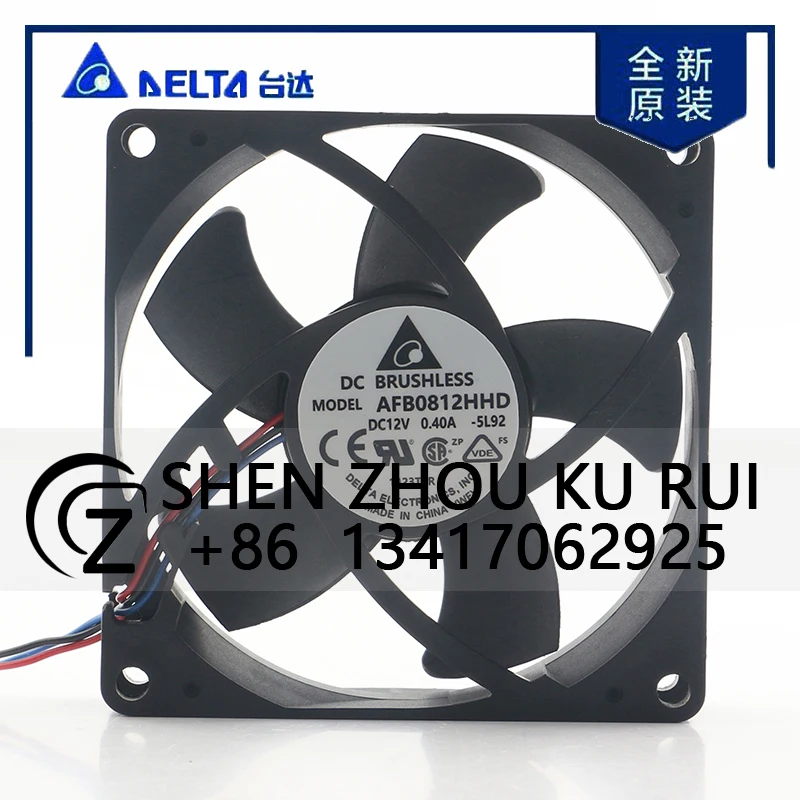 

Delta 24V 48V DC 12V 0.40A AC EC 8020 80x80x20MM 8CM Chassis Double Ball Bearing Large air Volume Cabinet AFB0812HHD Cooling Fan