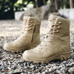 2024 Men Ankle Boots High Top Outdoor Hiking Shoes Male Fashion Desert Boots Work Safety Shoes Men's Motocycle Boots Size 39-47