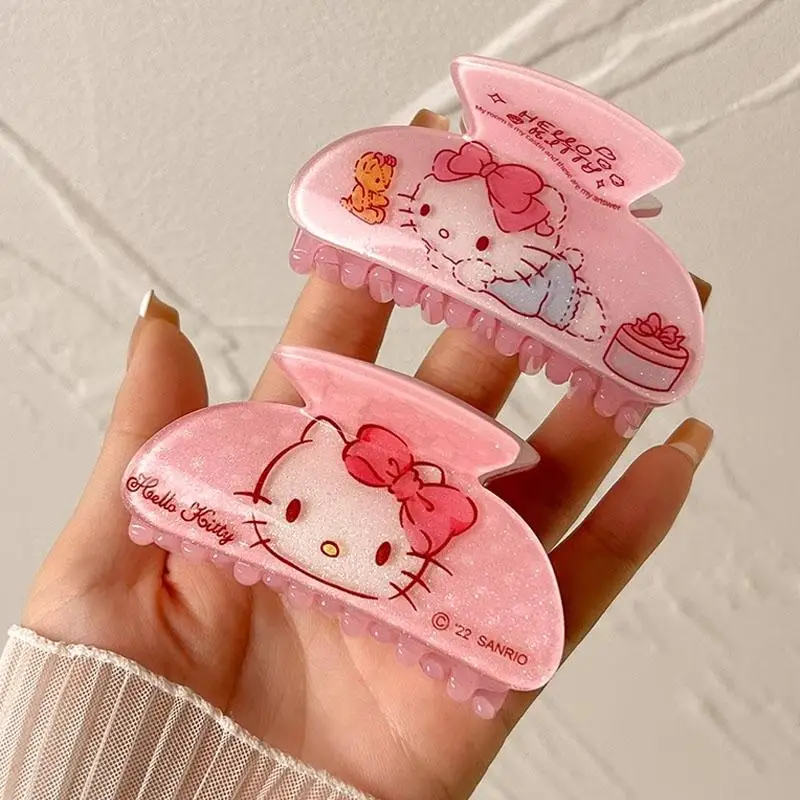 Sanrio Kawaii Hello Kitty Pink Hair Clip Ornament Cartoon Sweet Lovely Headdress Cute Girl Heart Versatile Hair Accessories Gift