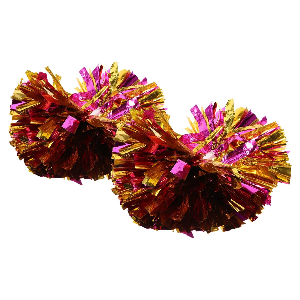 

2pcs Cheerleading Pom Poms Reusable Durable Pe Material Sparkle Decorative Dance Sports Event Performance Accessory Glitter