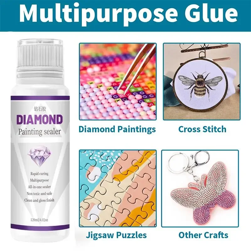 120ML Adhesives & Sealers Diamond Painting Sealer Puzzle Art Glue Permanent Hold & Shine Effect Sealer Diamond Painting Puzzle image 4
