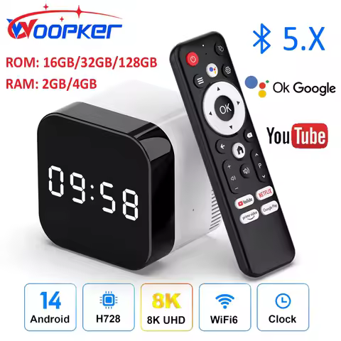 WOOPKER H96 MAX H728 Smart TV Box Android 14 Allwinner Octa Core 8K Wifi6 BT5.0 Media Player Google Voice Assistant Set Top Box
