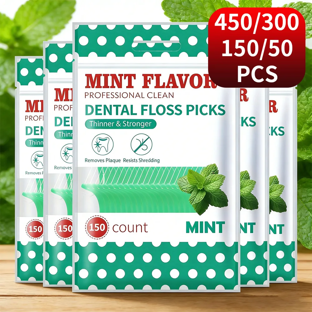 Ultra-Fine Mint Floss Picks 450/300/150/50 Count, Family Size Dental Flossers for Daily Oral Care