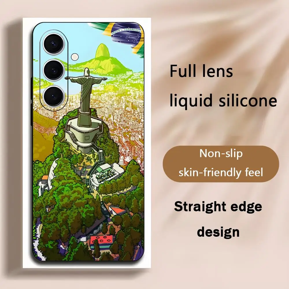 الفن البرازيل العلم شعبية تصميم جراب هاتف لسامسونج غالاكسي S25 S24 S23 S22 S21 S20 زائد الترا نوت 20 لينة الأسود #1